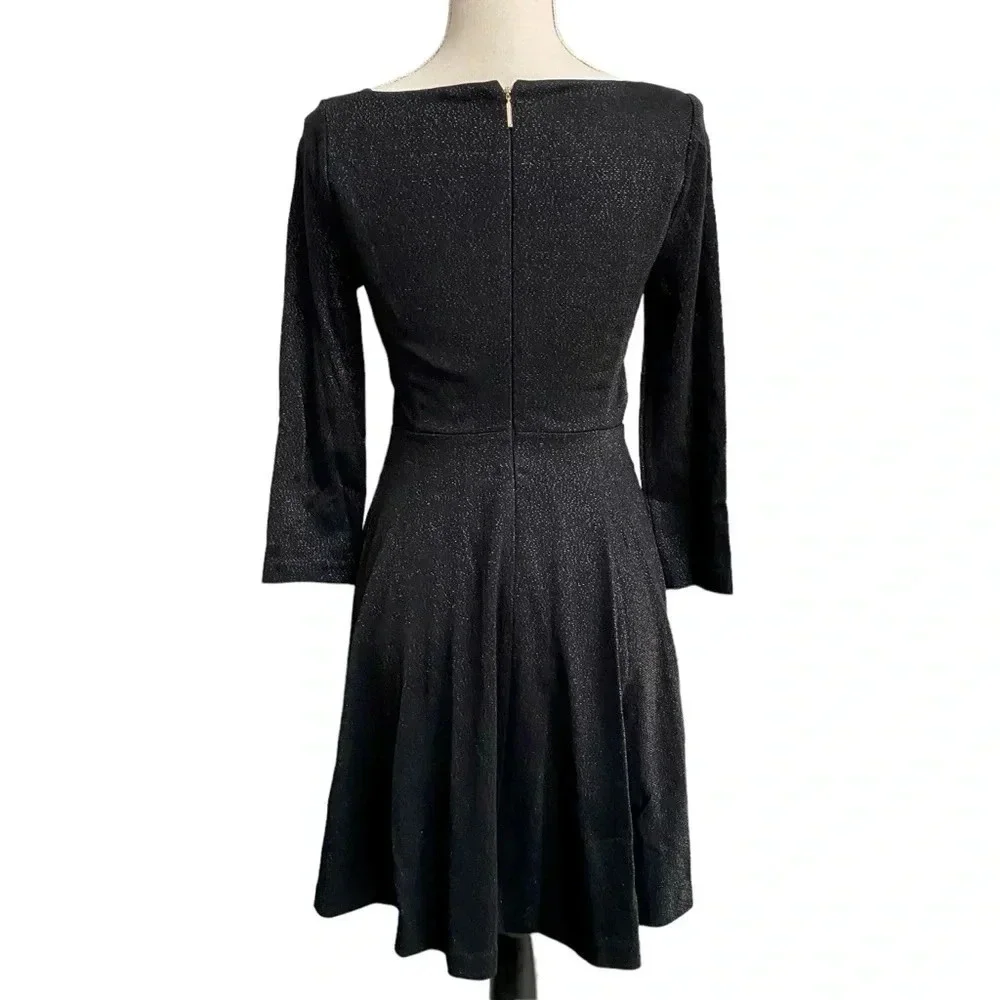 Kate Spade Sparkle Ponte Black Fit Flare Cocktail Dress Size 0